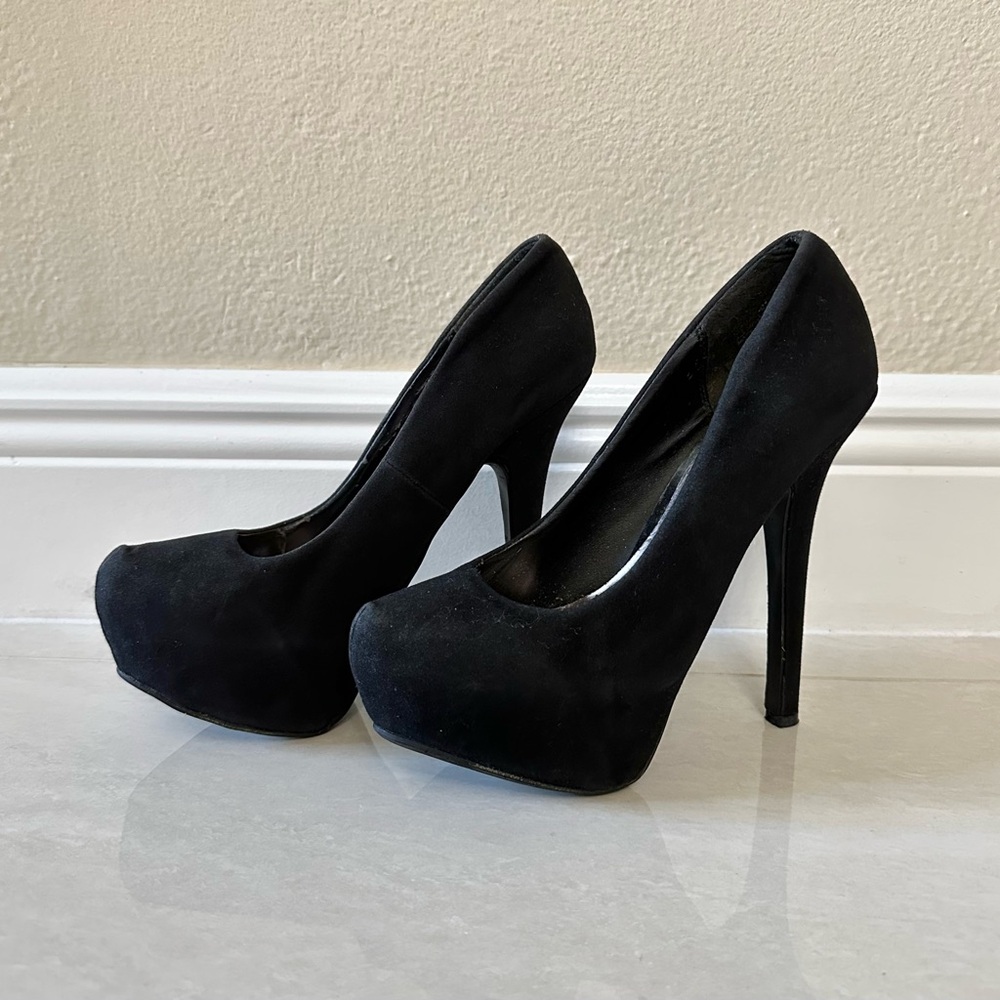 ROUGE HELIUM WOMEN’S BLACK HIGH PLATFORM STILETTO HEELS-SIZE 7.5